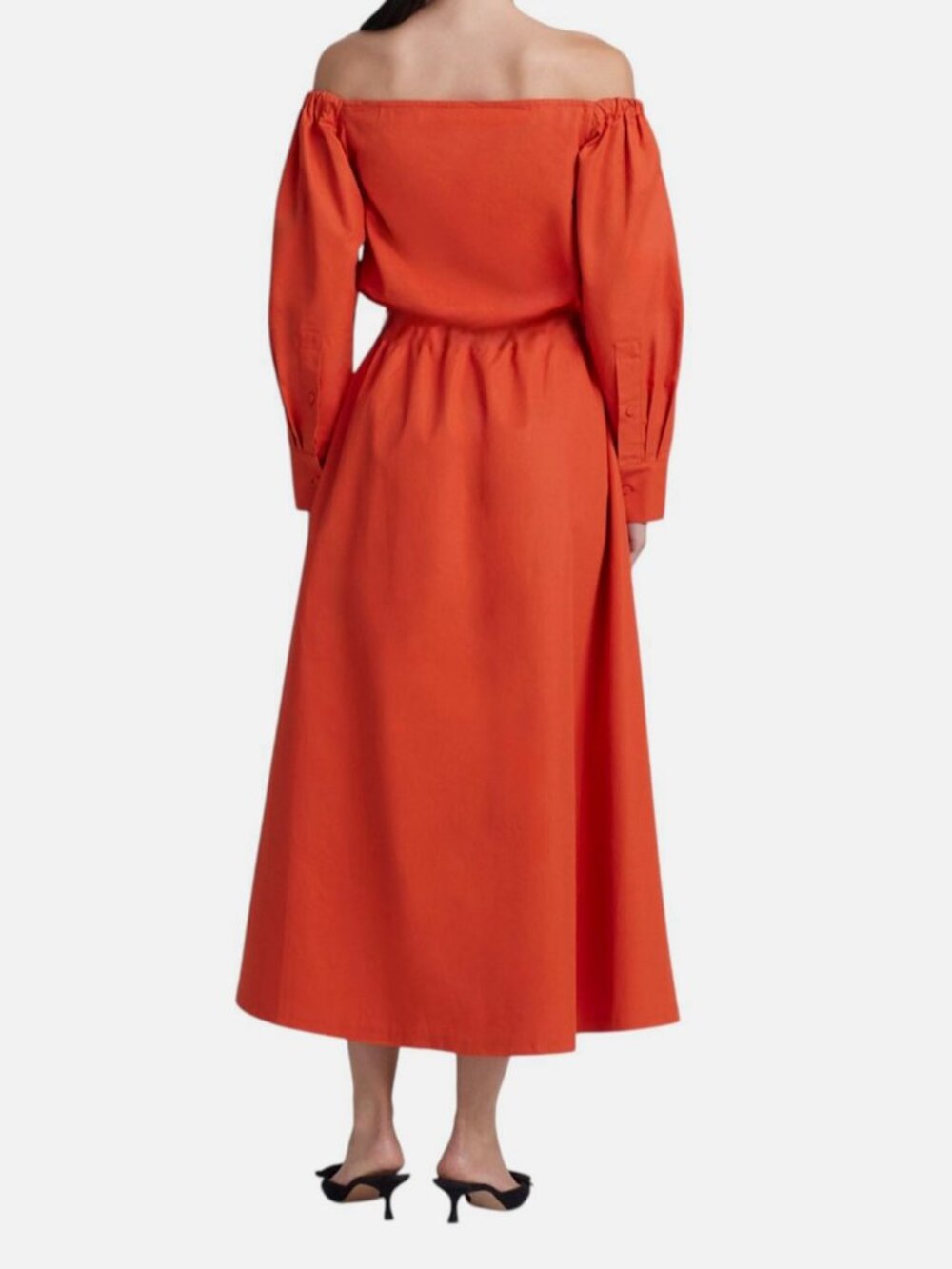 Altuzarra Women's Orange Off-Shoulder Button-Up Self-Tie Zora Dress Size 44 - Picture 3 of 4